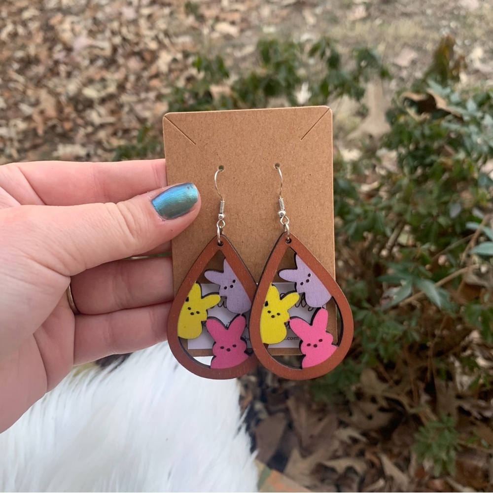 Easter Peeps Wooden Earrings